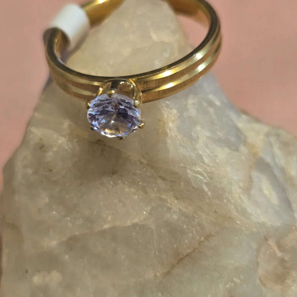 Gold Stainless Steel Ring and Earring Set - Picture 2 of 4